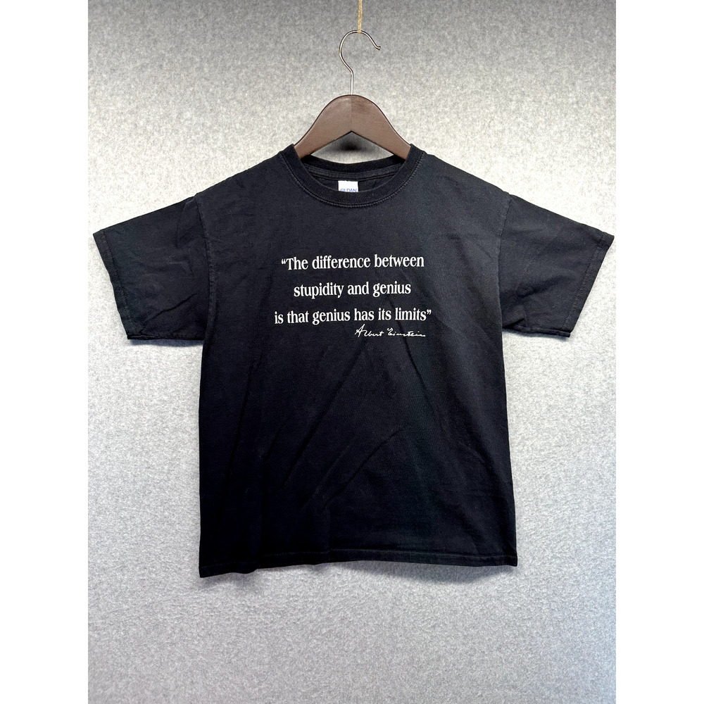 Gildan Albert Einstein Quote Womens Shirt Black Size Large Short Sleeve